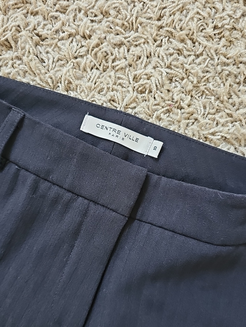 Centre Ville Paris Dress Pants Black Stripe Slacks Wide Leg Flare Tall Trousers - Picture 2 of 6